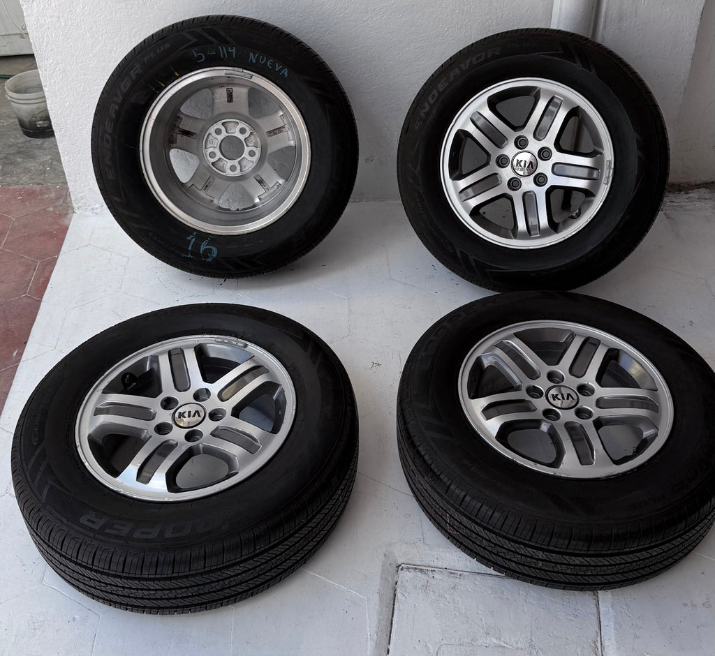 4 Rines con llantas 16” Kia Seltos, Sportage y Sorento / Hyundai Tucson, Creta, Santa Fe y Palisade – 5×114
