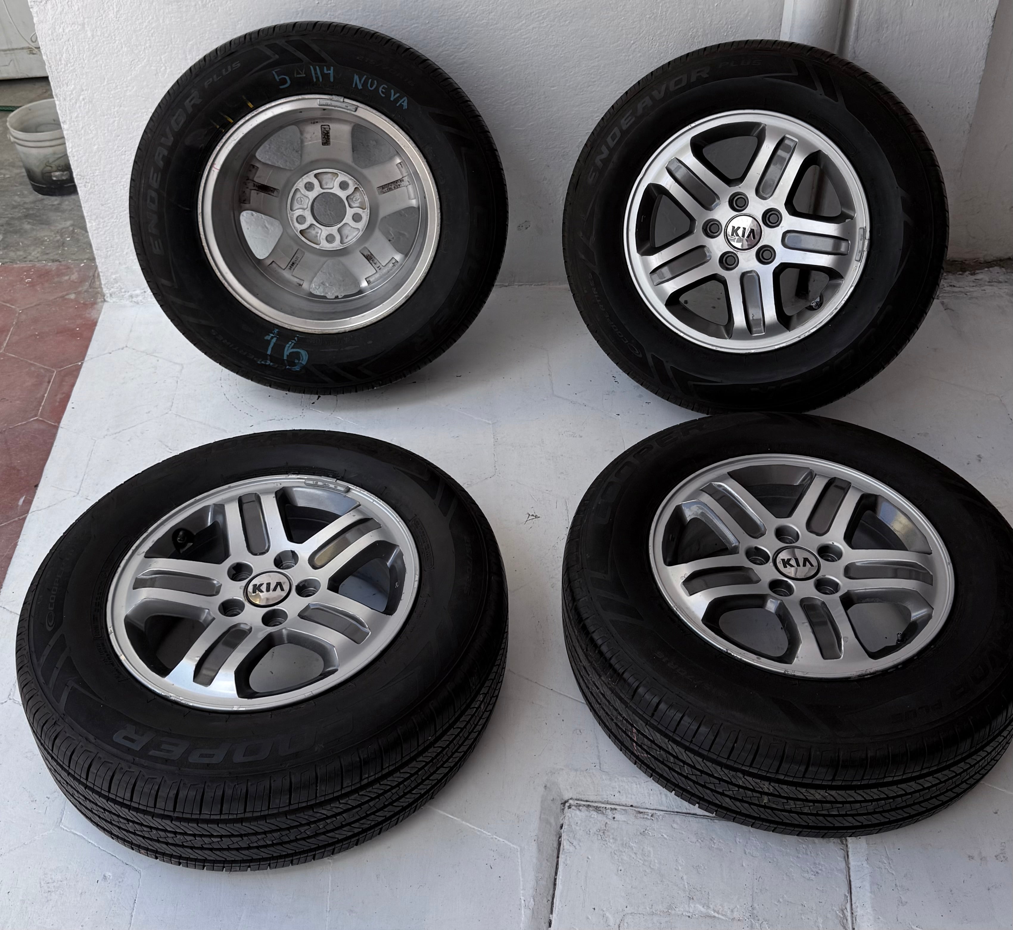 4 Rines con llantas 16” Kia Seltos, Sportage y Sorento / Hyundai Tucson, Creta, Santa Fe y Palisade – 5×114