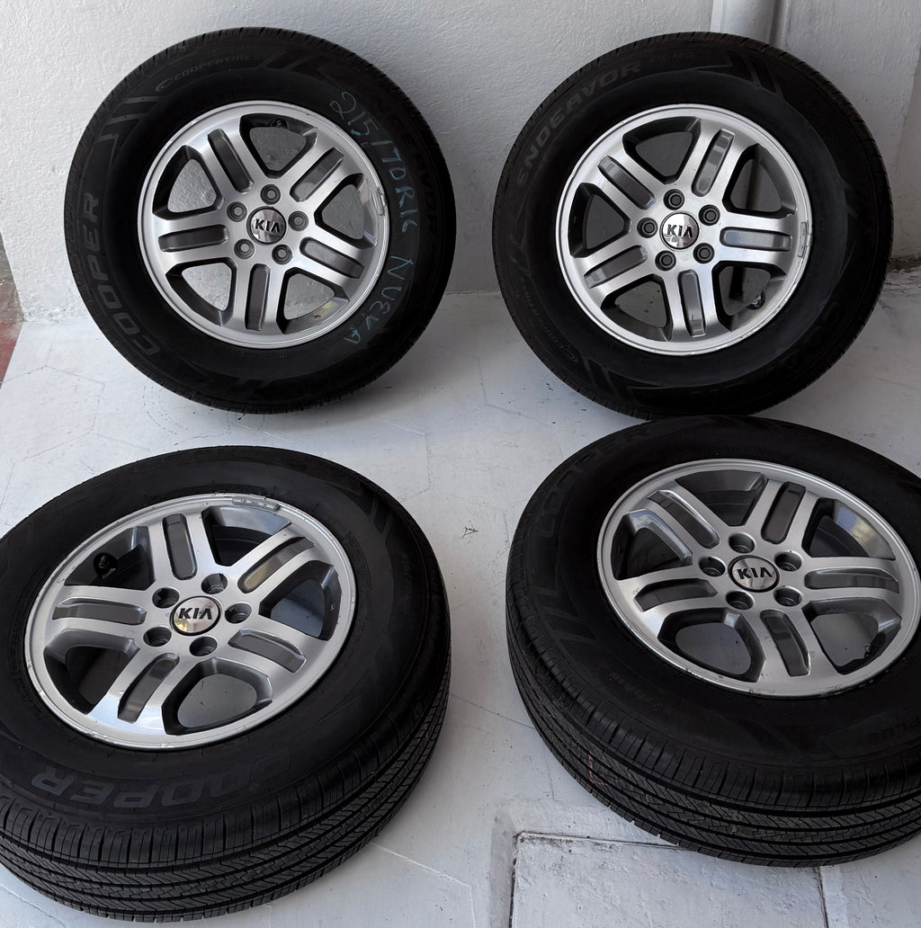 4 Rines con llantas 16” Kia Seltos, Sportage y Sorento / Hyundai Tucson, Creta, Santa Fe y Palisade – 5×114