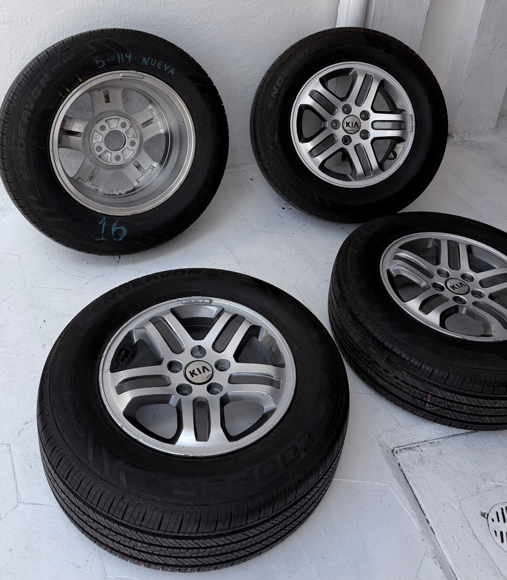 4 Rines con llantas 16” Kia Seltos, Sportage y Sorento / Hyundai Tucson, Creta, Santa Fe y Palisade – 5×114