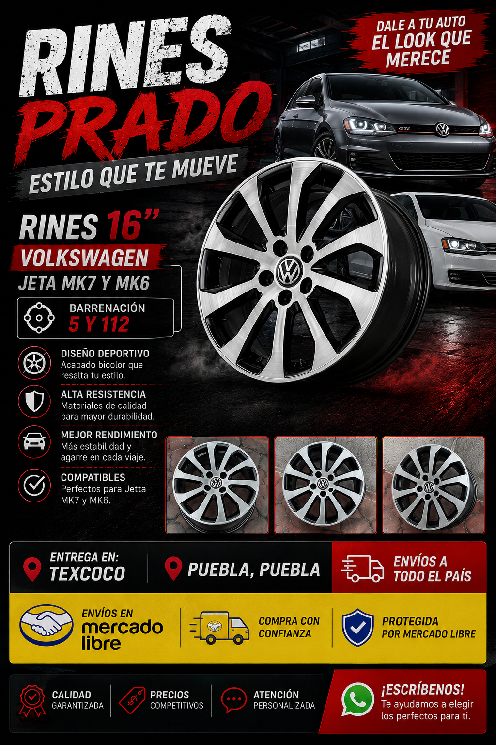Rines Prado 16" para Volkswagen getta