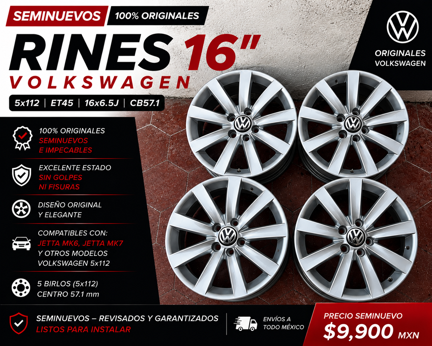 4 Rines 17" Volkswagen Tiguan Taos Jetta MK7 MK6 Golf Passat Originales 5x112 Seminuevos
