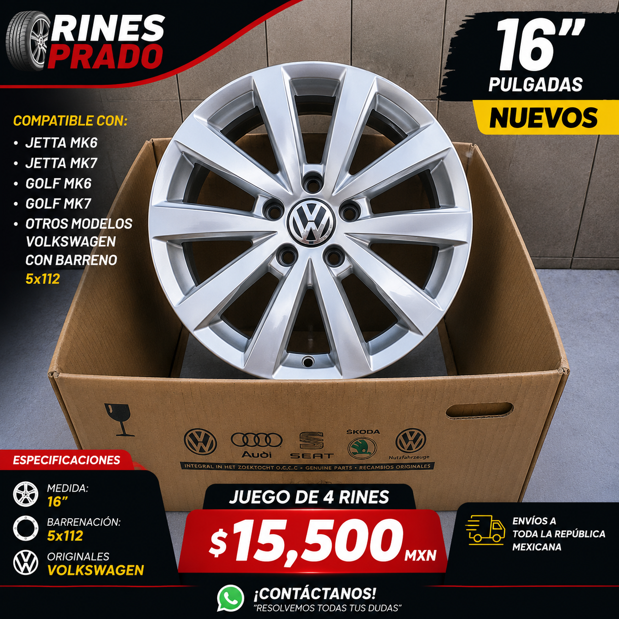 Rines 16 Originales Volkswagen MK6 MK7 | 5x112 | Juego de 4