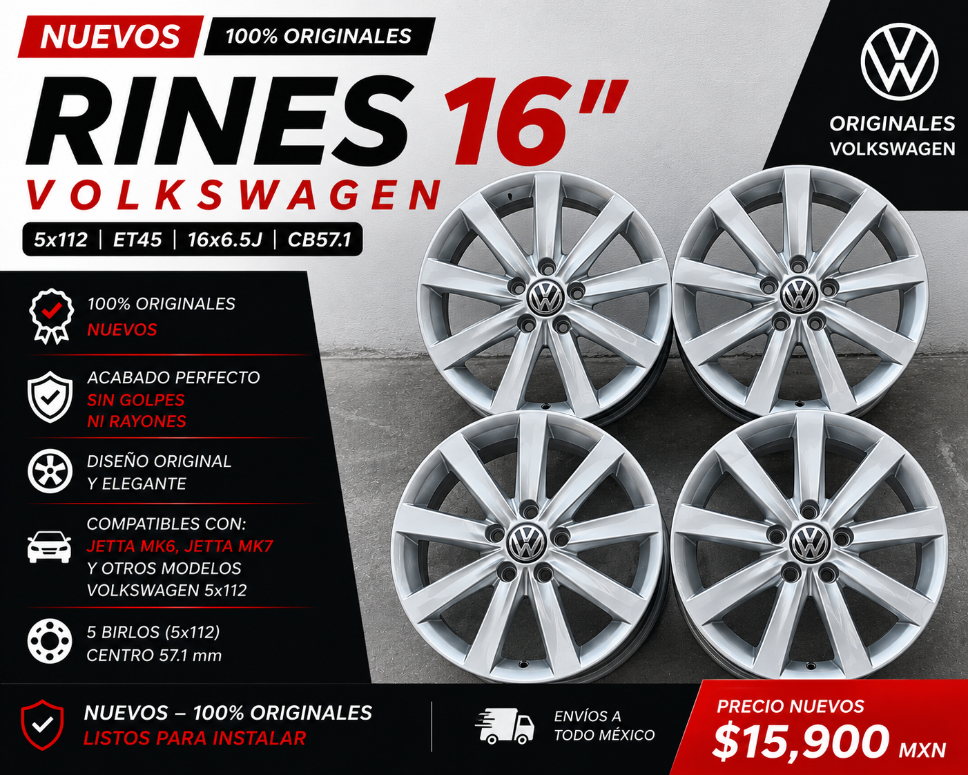 4 Rines 17" Volkswagen Tiguan Taos Jetta MK7 MK6 Golf Passat Originales 5x112 Nuevos