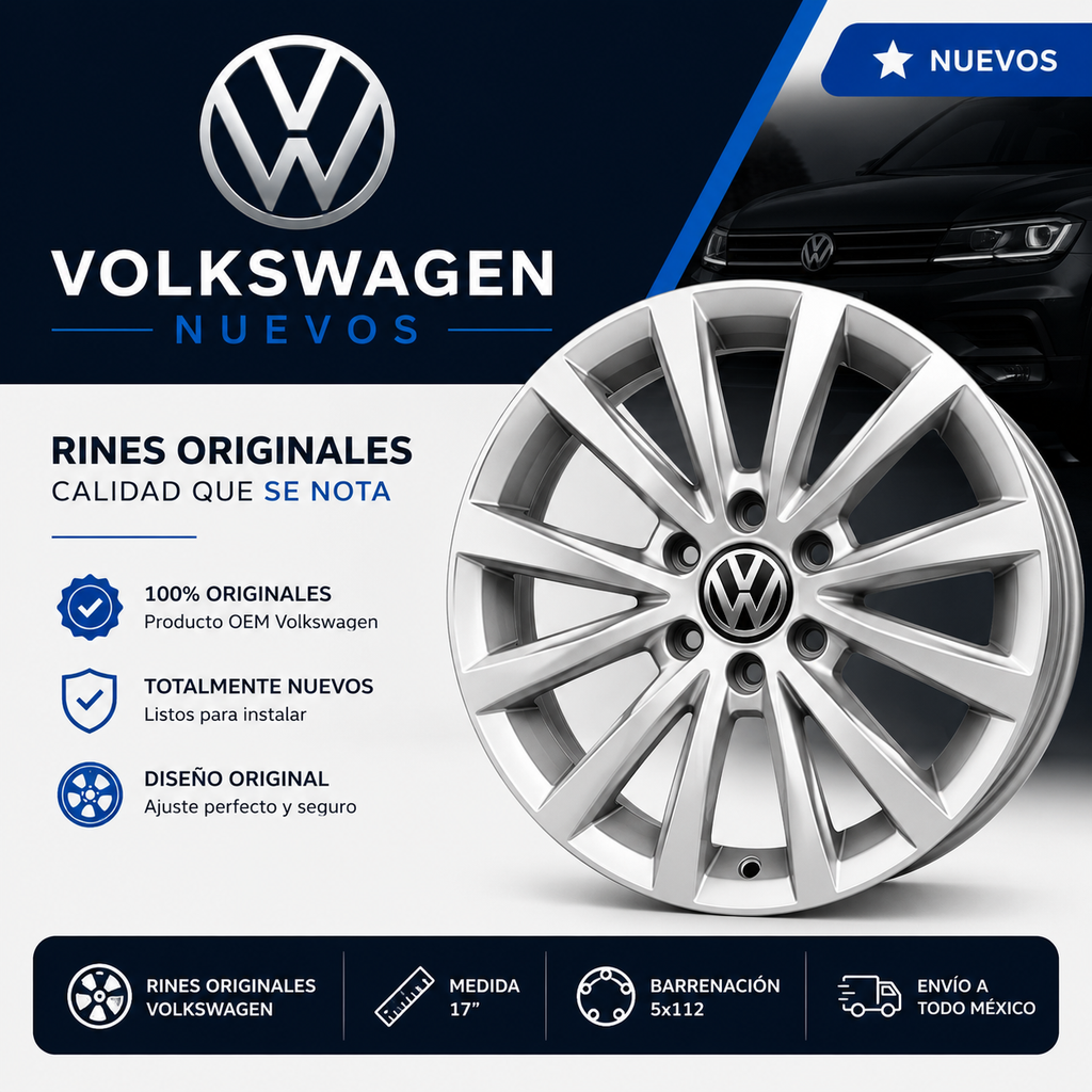 Juego de 4 Rines 17” Volkswagen Tiguan Taos Jetta MK6 MK7 Originales 5x112 Nuevos