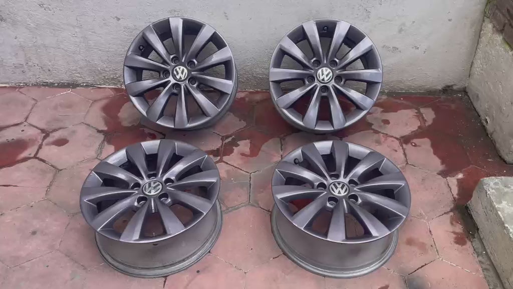 Juego de 4 Rines Originales Volkswagen 16" Taos Tiguan Jetta Golf MK6 MK7 5x112 Seminuevos