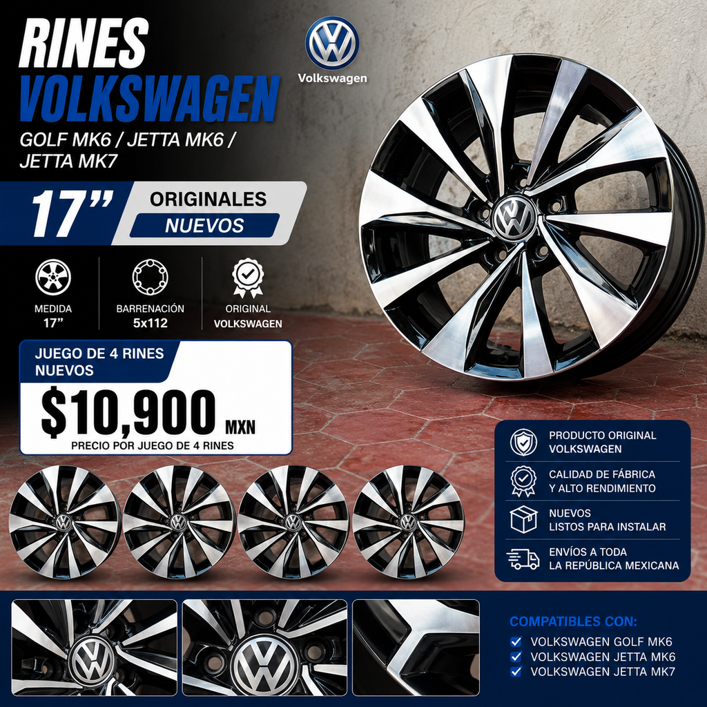 Rines Volkswagen Golf MK6 Jetta MK6 Jetta MK7 17" Originales Nuevos | Juego de 4