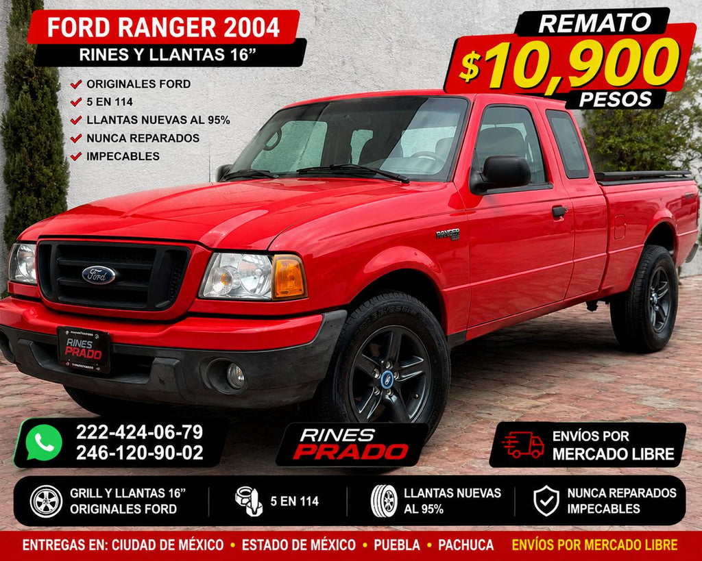 Juego de Rines y Llantas 16" Ford Ranger 2004 Originales 5x114 Seminuevos