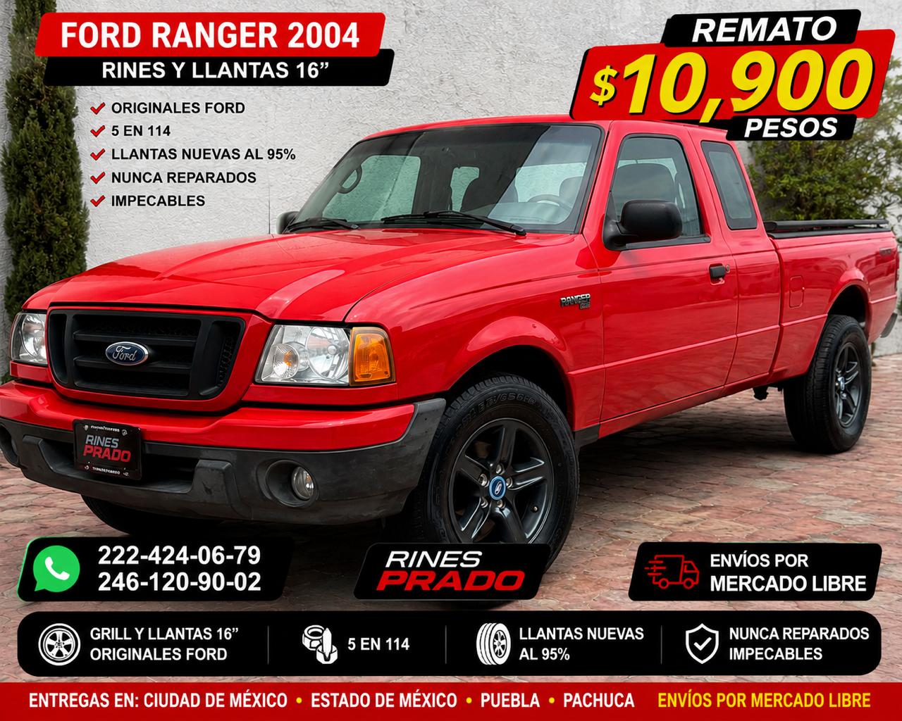 Juego de Rines y Llantas 16" Ford Ranger 2004 Originales 5x114 Seminuevos