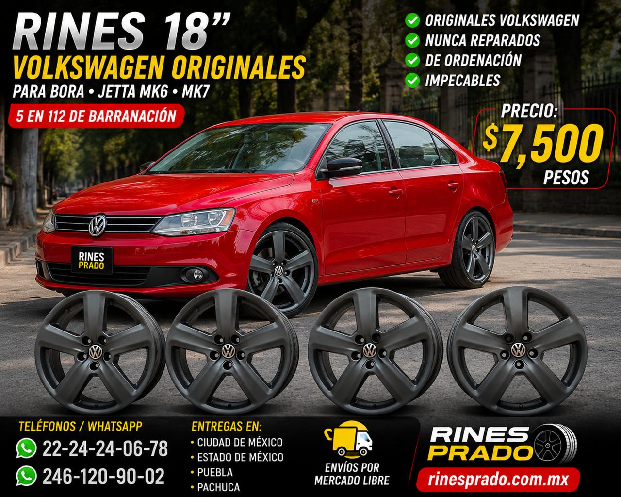 4 Rines 18" Volkswagen Bora Jetta MK6 MK7 Originales 5x112 Seminuevos