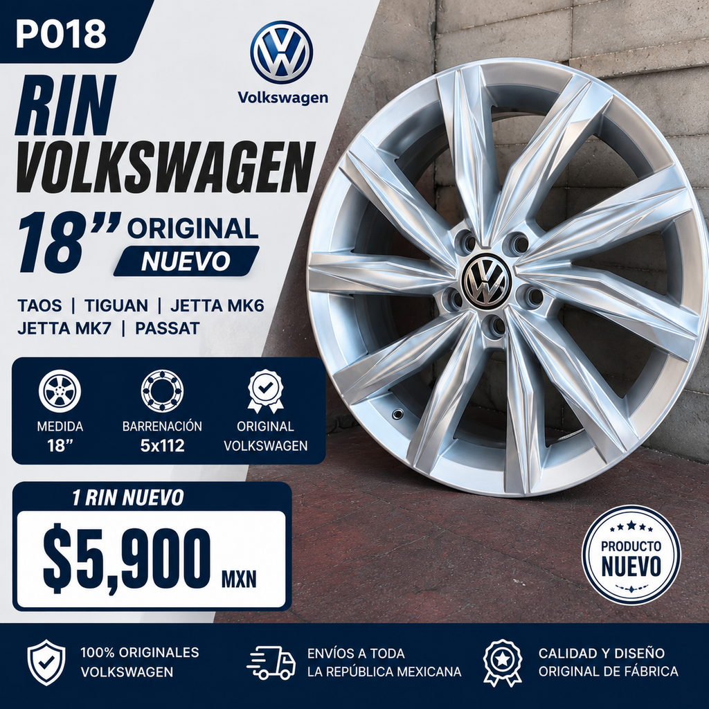 1 Rin Volkswagen Taos / Tiguan / Jetta MK6 / MK7 / Passat 18" Original Nuevo | 5x112