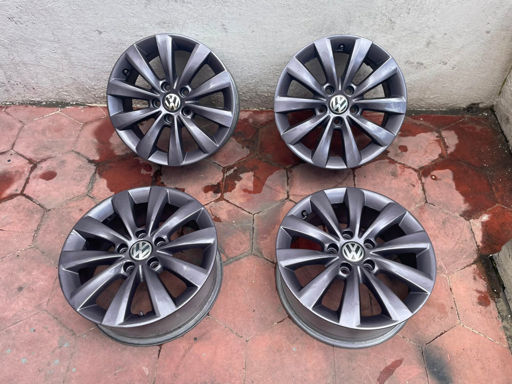 Juego de 4 Rines Originales Volkswagen 16" Taos Tiguan Jetta Golf MK6 MK7 5x112 Seminuevos