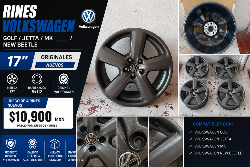 Rines Originales Volkswagen 17" Golf Jetta MK____ New Beetle 5x112 | Juego de 4 Nuevos