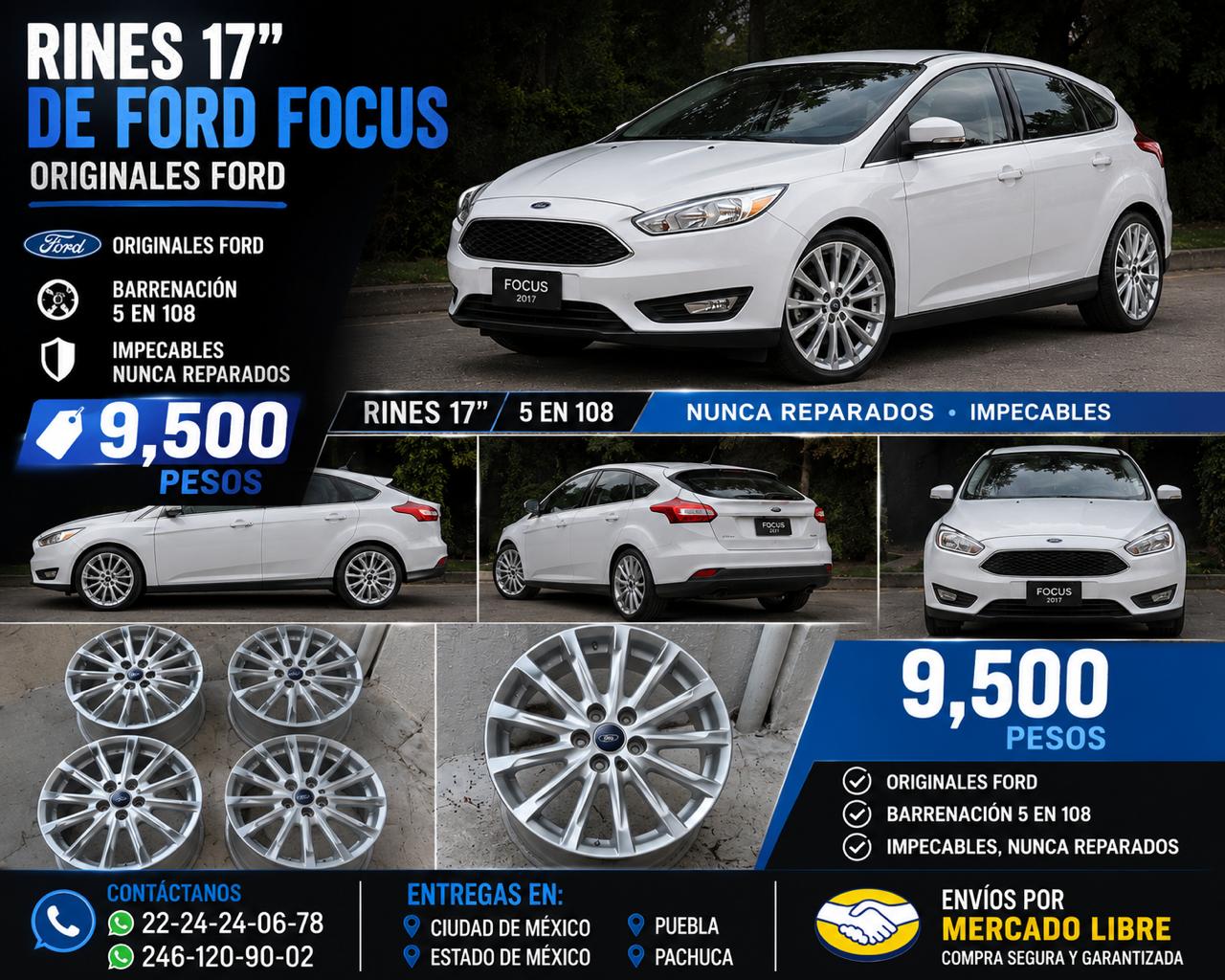 4 Rines 17" Ford Focus Originales 5x108 Seminuevos