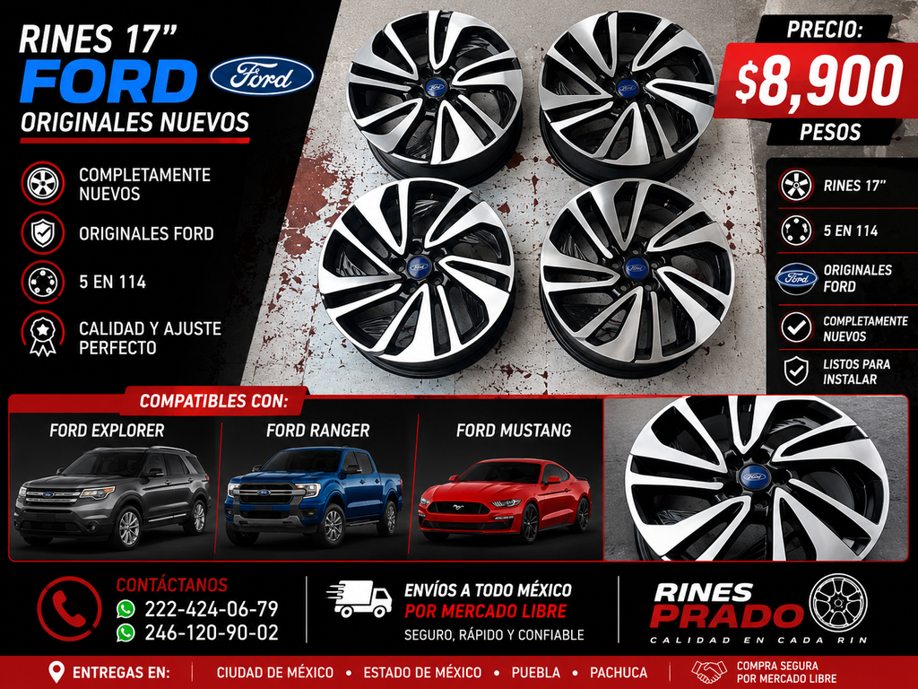 4 Rines 17" Ford Explorer Ranger Mustang Originales Nuevos 5x114.3