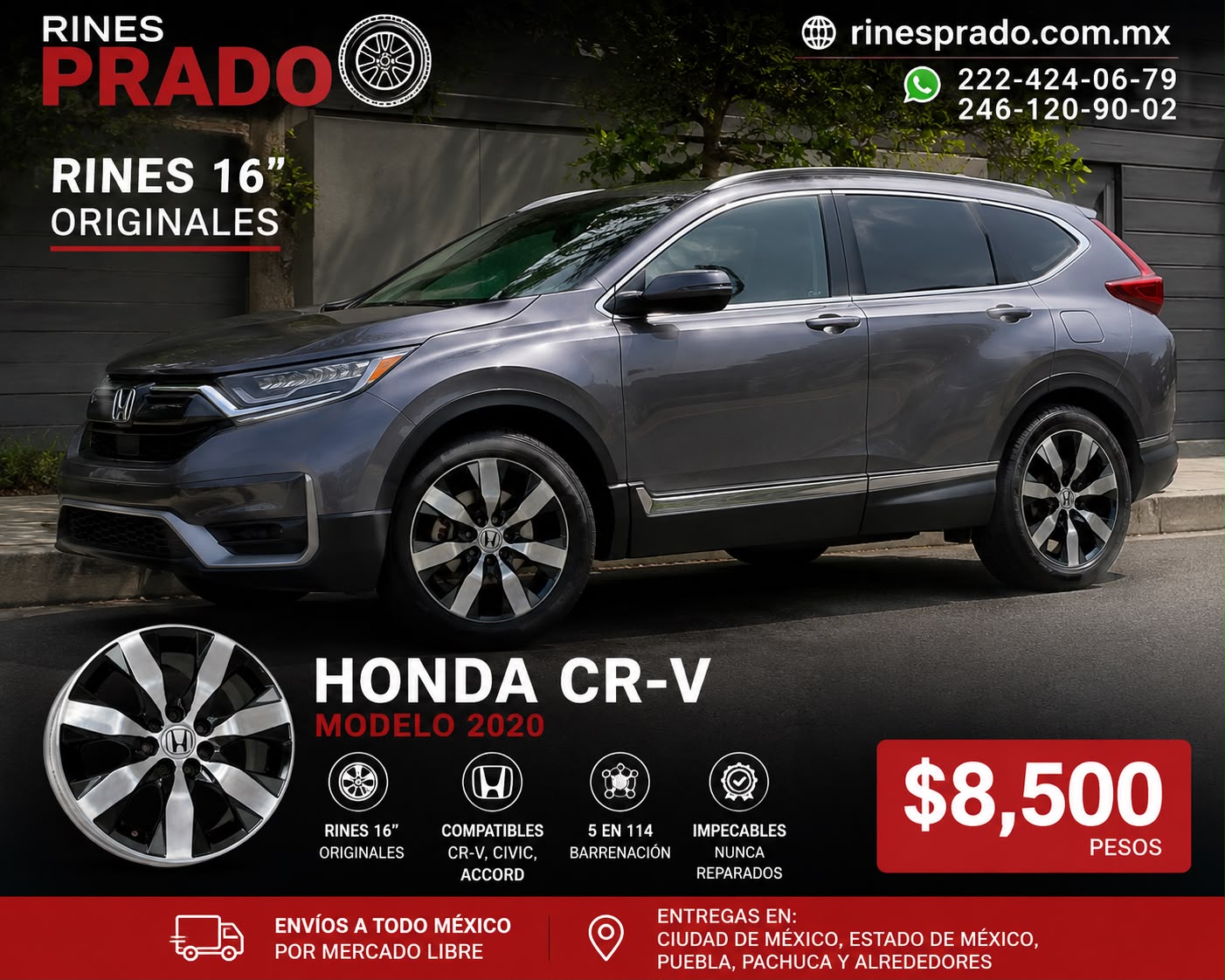 4 Rines 16" Honda CR-V Civic Accord Originales 5x114 Seminuevos