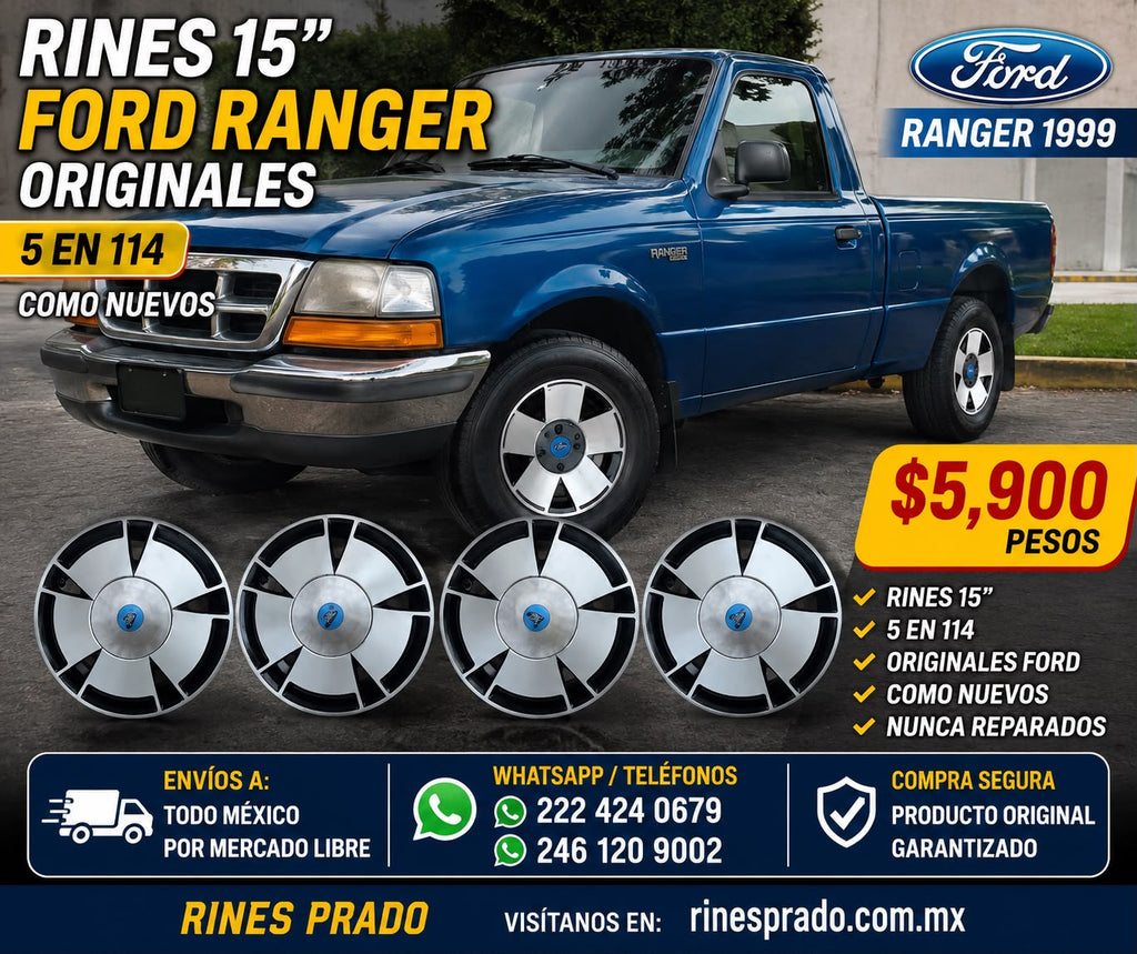 4 Rines 15" Ford Ranger 1999 Originales 5x114.3 Seminuevos