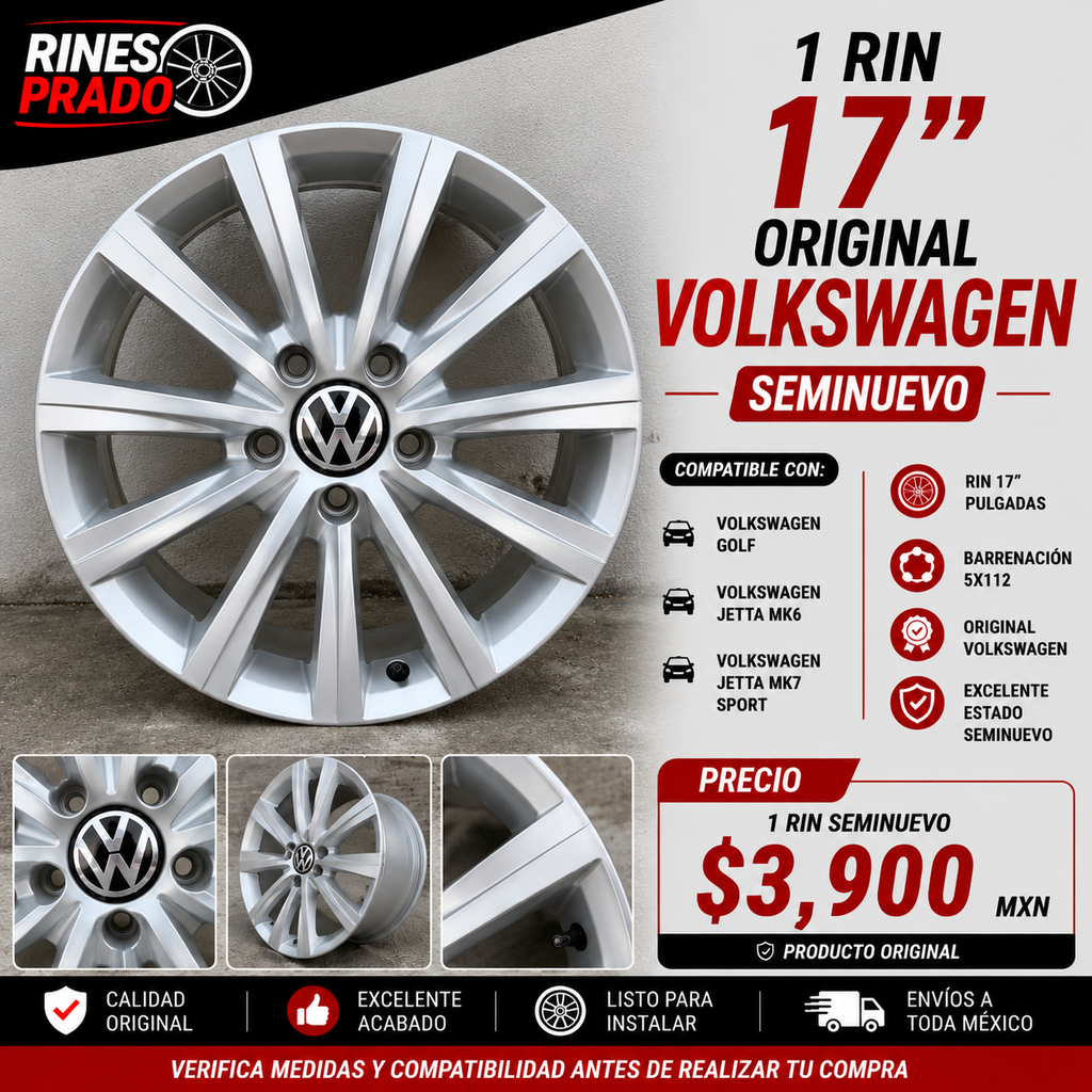1 Rin 17" Original Volkswagen Golf / Jetta MK6 / Jetta MK7 Sport – Seminuevo