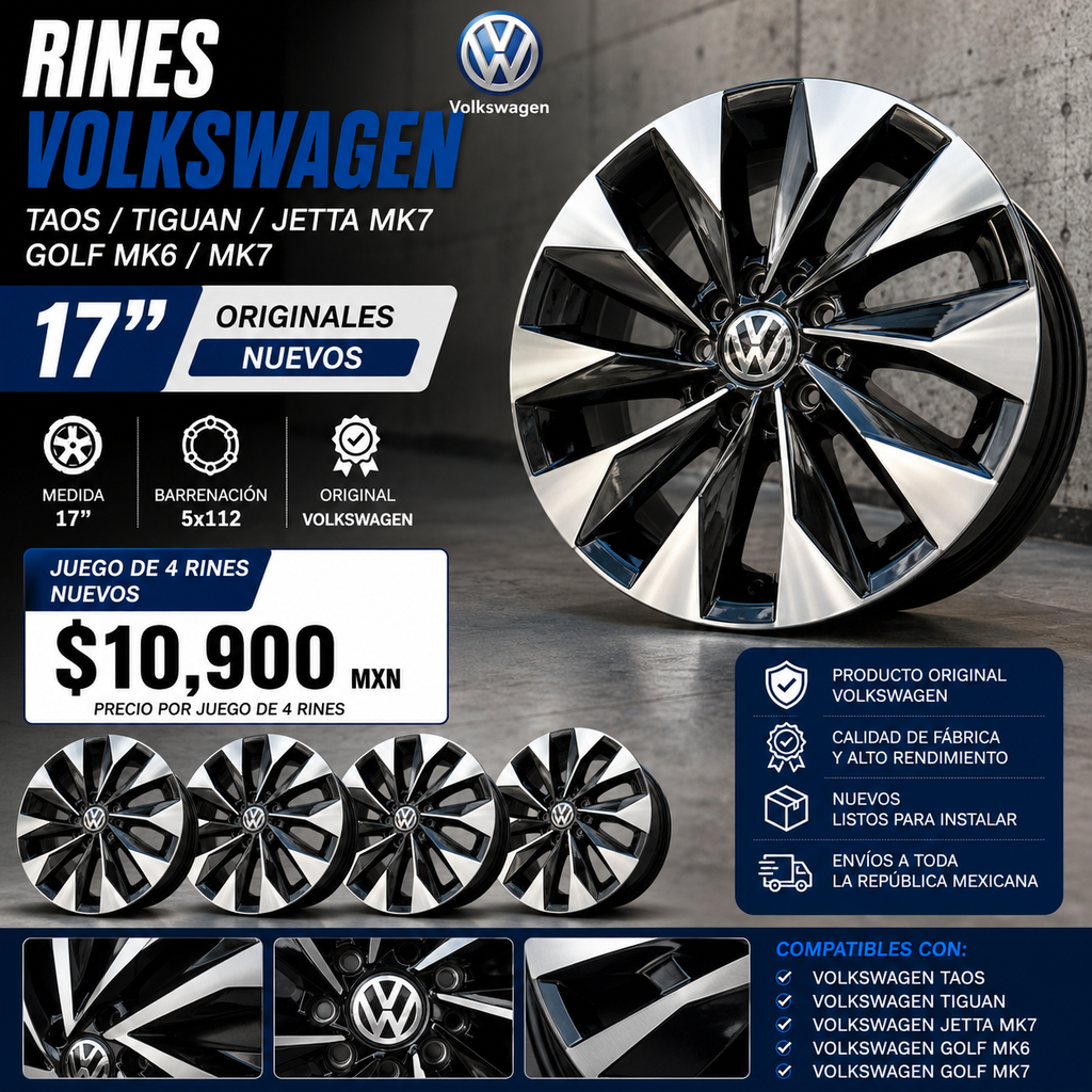 Rines 17" Volkswagen Taos / Tiguan / Jetta MK7 / Golf MK6 MK7 Originales Nuevos 5x112